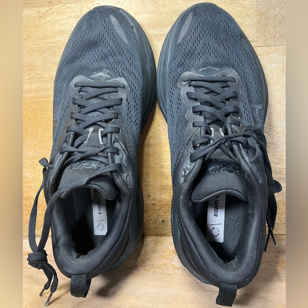 Hoka One One Bondi 8 REFLECTIVE Womens Size 9 Running Shoes Sneakers Black - Picture 7 of 12